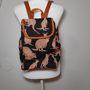 100% Cotton Kangaroo Prints Backpack Purse